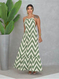 Vestido Longo Zig Zag Frente Unica