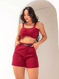 Conjunto Short e Cropped em Alfaiataria