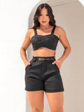 Conjunto Short e Cropped em Alfaiataria