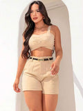 Conjunto Short e Cropped em Alfaiataria